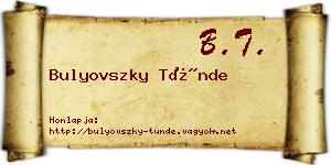 Bulyovszky Tünde névjegykártya